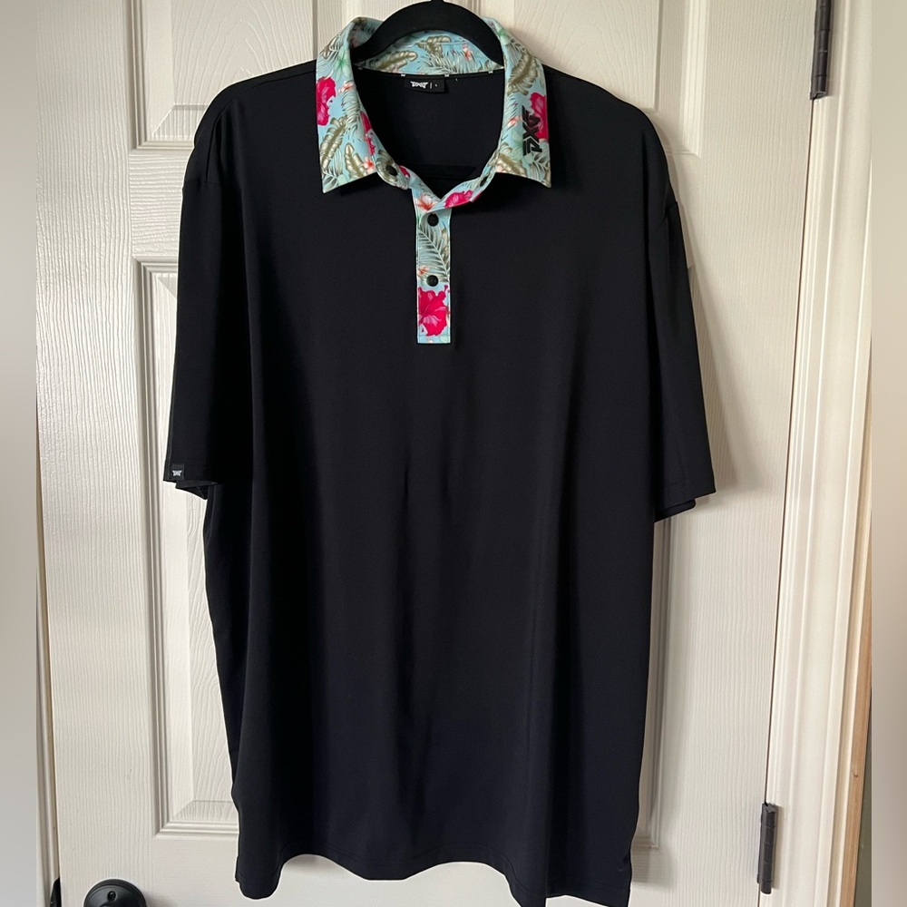 PXG Aloha Golf Polo - Men’s Large Comfort Fit Black w/Floral – VGUC